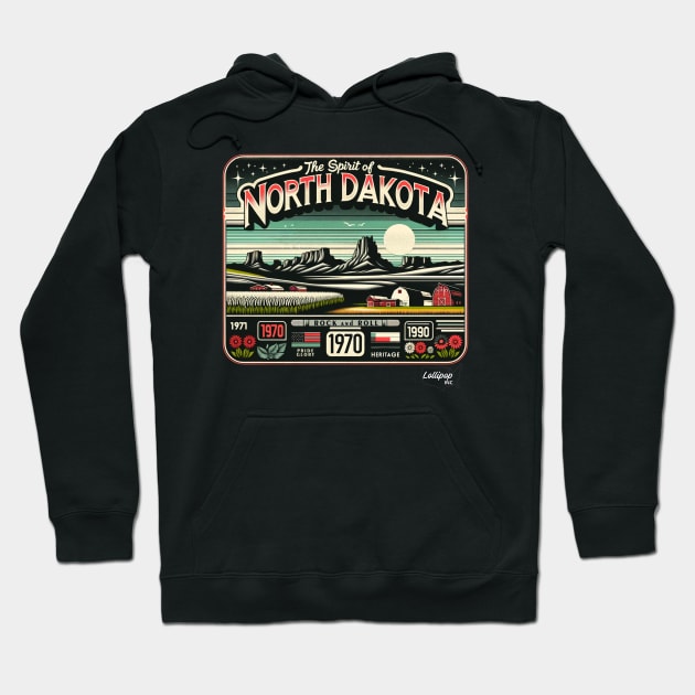 Dakota Frontier: Rustic Retro of the North - American Vintage Retro style USA State Hoodie by LollipopINC